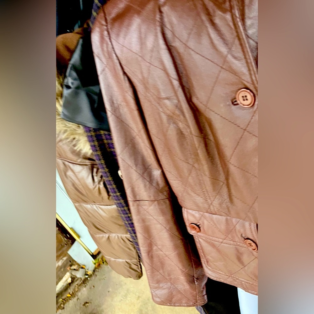 Cami brown leather quilted jacket